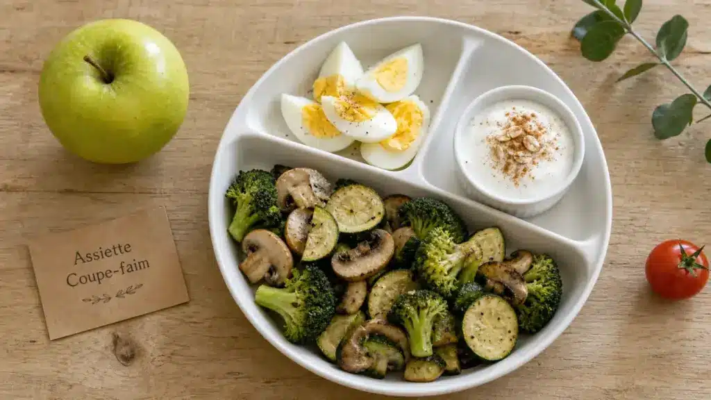 Assiette coupe-faim : aliment qui ne font pas grossir (fibres, protéines, eau)