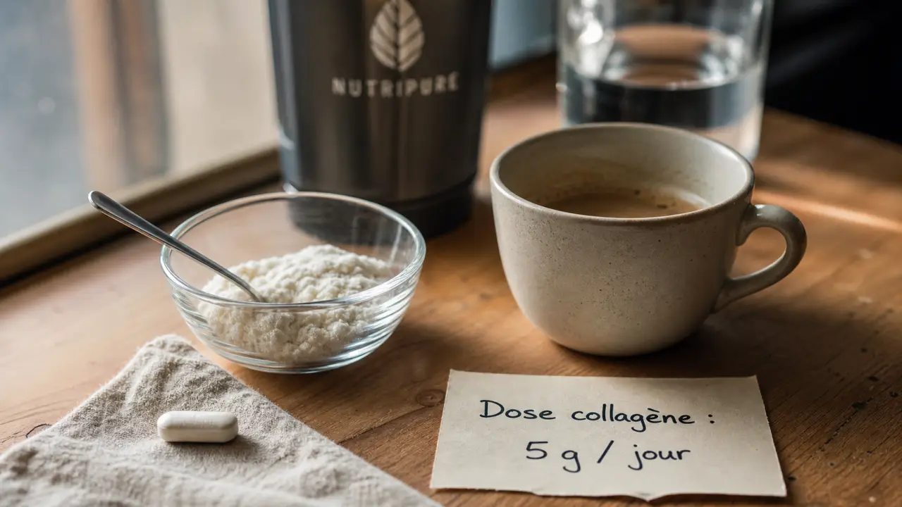 Combien de collagène par jour : bol de collagène hydrolysé et dose 5 g/j