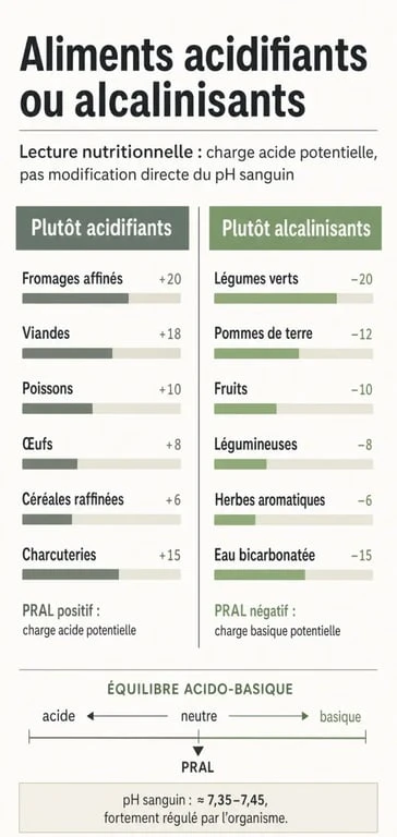 Comparaison des aliments acides ou alcalins avec liste d’aliments acidifiants et alcalinisants
