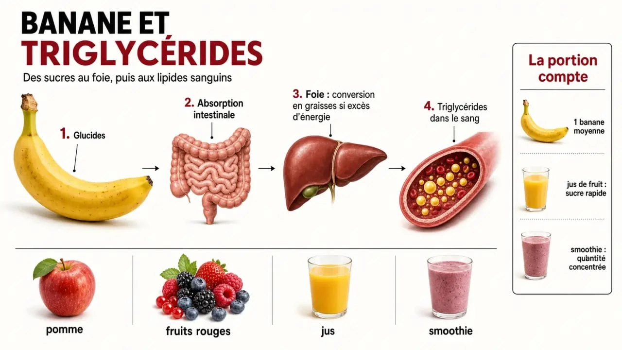 Banane et triglycérides : schéma explicatif du rôle des fruits sur les triglycérides