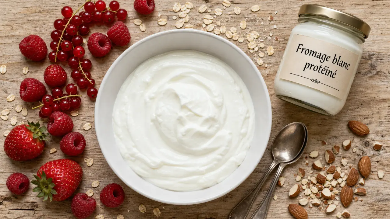 Fromage blanc protéiné : bol de fromage blanc et fruits rouges