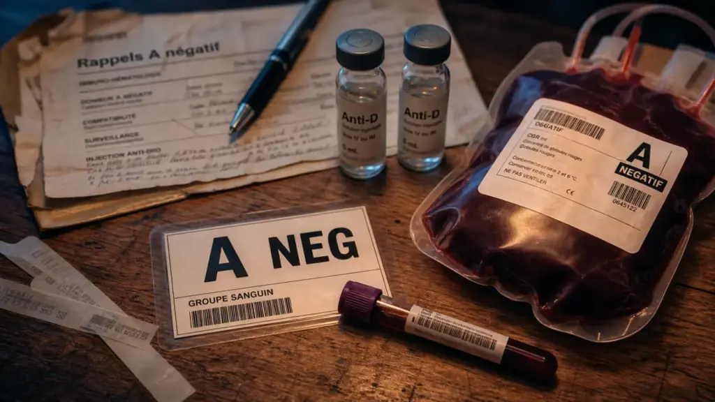 Groupe sanguin A négatif : risques transfusion et grossesse, compatibilité