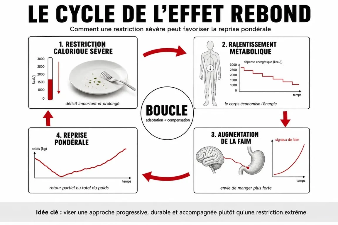 Schéma explicatif de l'effet rebond poids après un régime
