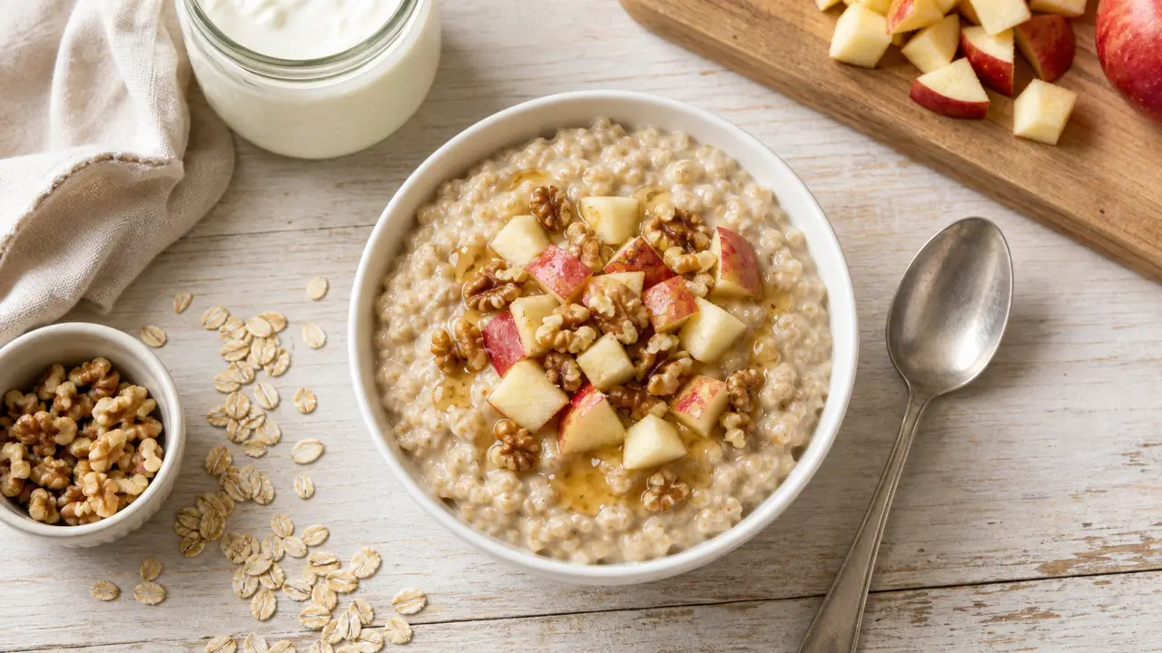 Flocon avoine et cholesterol : porridge pomme et noix
