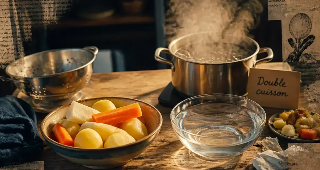 Double cuisson : remede de grand mere pour faire baisser le potassium, légumes blanchis et eau chaude