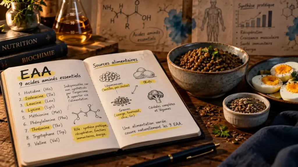 9 acides aminés essentiels, acide aminé essentiel et sources alimentaires