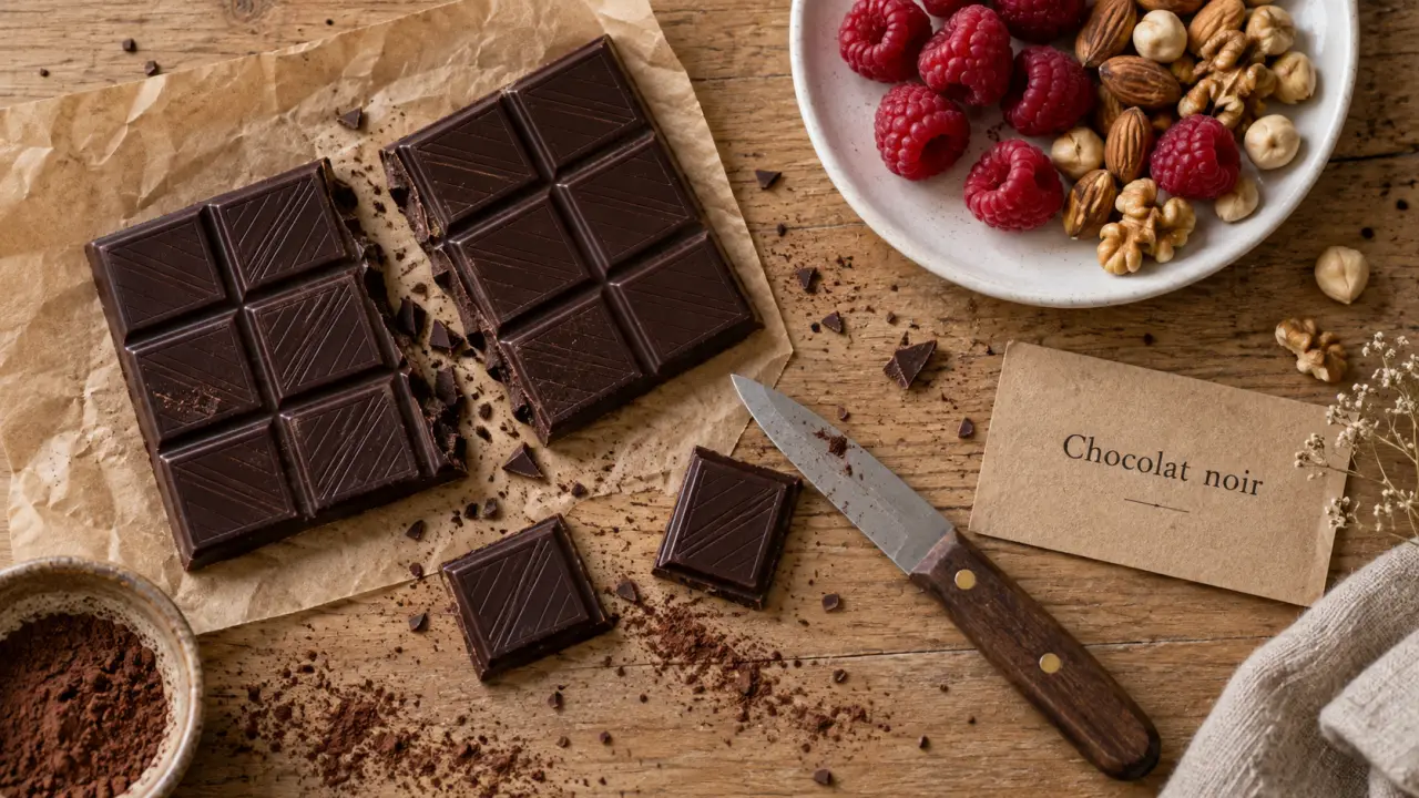Chocolat noir et cholesterol : 70% cacao, 1 à 2 carrés